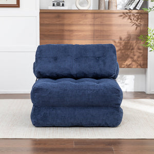 English Elm Folding Floor Sofa Bed Convertible Sleeper Chair with Shredded Foam Corded Fabric Dark Blue W2200P442795