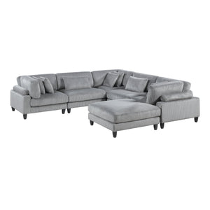 English Elm 6Pc Modular Sectional Set In Gray Corduroy – Versatile L-Shaped Design For Cozy Living Spaces B011S01565