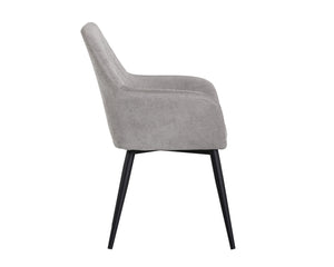 Sunpan Jayna Dining Armchair - Chic Comfort with Elegant Diamond Tufting, Perfect for Stylish Dining Spaces Black / Polo Club Stone