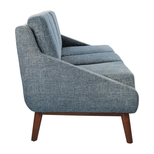 OSP Home Furnishings Mid-century Open Arm Loveseat with Solid Wood Legs and Plush Fiber Cushions Sofa Navy SL4433R-MC3