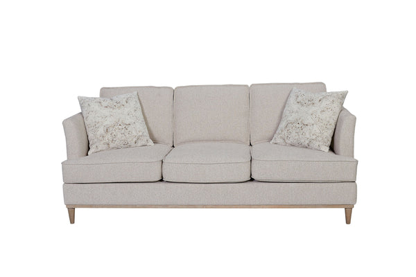 English Elm Sofa elegant upholstered design with skirt, reversible Dacron-wrapped cushions and two pillows Off White 86 L x 42.5 W x 26.75 H B2699P225138