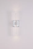 English Elm Contemporary Crystal Wall Light, Chrome Finish With Bubble Crystal, 2-Light Sconce For Bathroom, Bedroom, Hallway – Modern Indoor Lighting Fixture