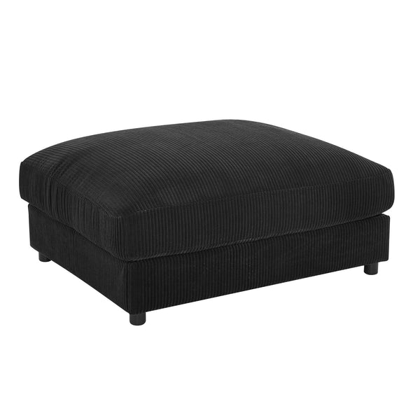 English Elm Corduroy Ribbed Upholstered Ottoman Plush Footrest or Extra Seating for Living Rooms Black B2748P483333
