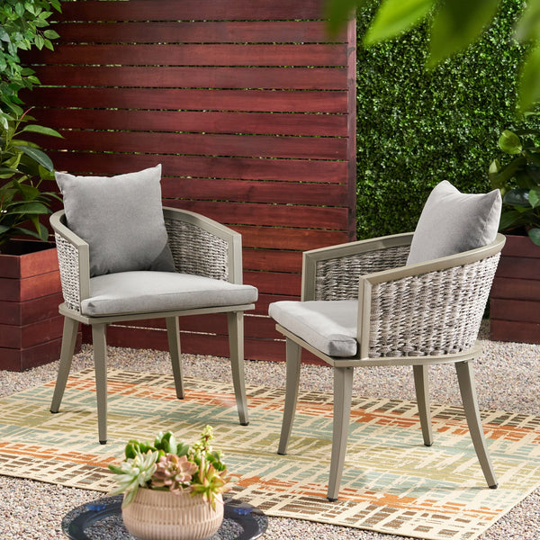 English Elm Christopher Knight Home® - PEBBLE Chair Gray PE Rattan Lounge with Iron Frame and Waterproof Cushion — Stylish Compact 30x18.6" 67847.00GRY
