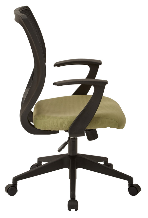 OSP Home Furnishings Screen Back Mesh Task Chair with Lumbar Support and T Arms for Home Office Comfort EM51022N-K010