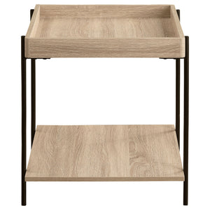 English Elm Miller Light Brown Square End Table With Tray Top & Open Shelf - Modern Wood Accent For Home Decor B062P299834