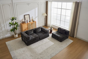 English Elm Compression Convertible Floor Sofa Bed – Versatile Modular Chenille Sofa For Small Spaces & Guests W3723S00015