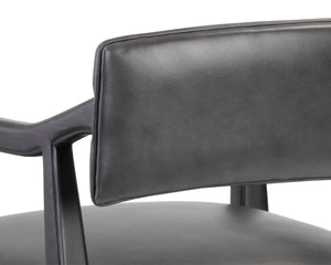 Sunpan KEAGAN Counter Stool - Elegant Mid-Century Design in Charcoal Leather for Your Dining Space Comfort Grey 110558