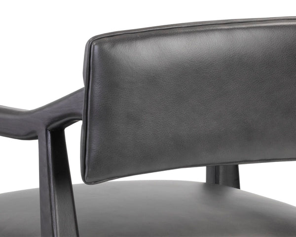 Sunpan KEAGAN Counter Stool - Elegant Mid-Century Design in Charcoal Leather for Your Dining Space Comfort Grey 110558