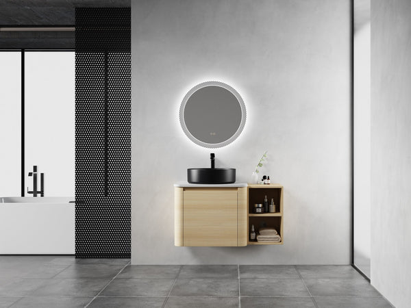 English Elm 36'' Wall-Mounted Bathroom Vanity With Artistic Ceramic Sink, Soft-Close Door & Space-Saving Storage W999S00468