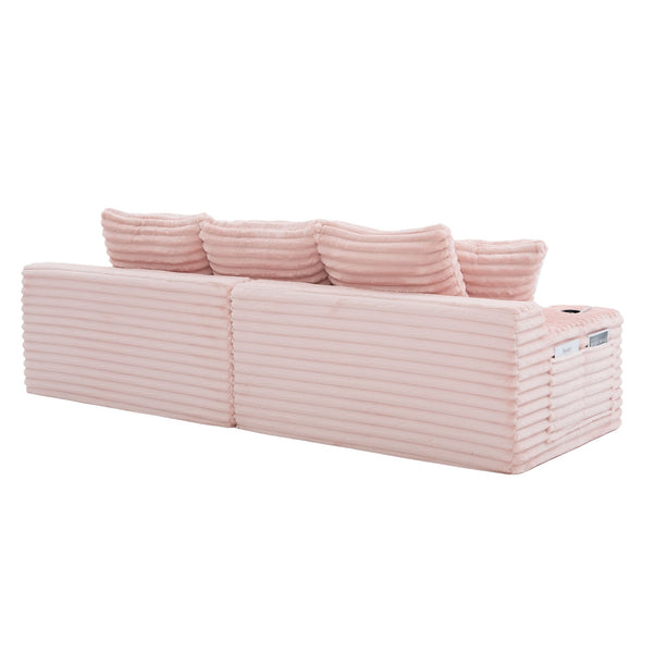 English Elm Oversized Corduroy Cloud Couch Convertible Sleeper Sofa with Memory Foam Seating Pink W395S00121