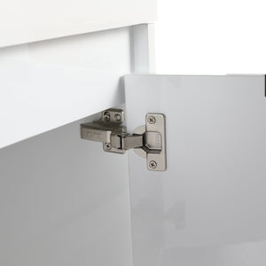 English Elm 24" Wall-Mounted Bathroom Vanity with Resin Sink, 2 Soft-Close Doors, Glossy White, Space-Saving Design W999P312081