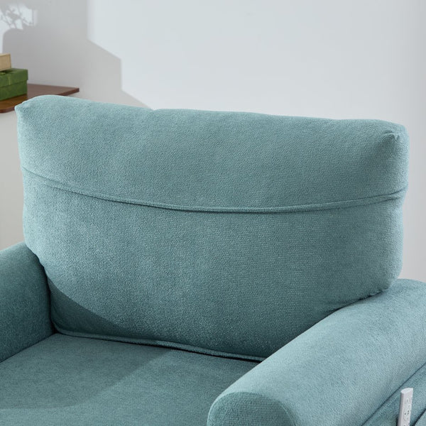 English Elm Modern Chenille Fabric Recliner Chaise Lounge Sofa with High-Resilience Foam, 550LB Capacity, Cozy Plush Backrest and Armrests for Living Room Relaxation Mint Green W395P371334