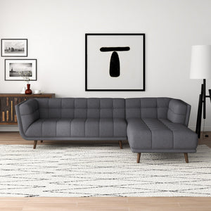 English Elm Ashcroft Furniture - Addison Left Sectional Sofa – Stylish Ash Grey Fabric, Mid-Century Design, Perfect For Small Spaces! B183S00148