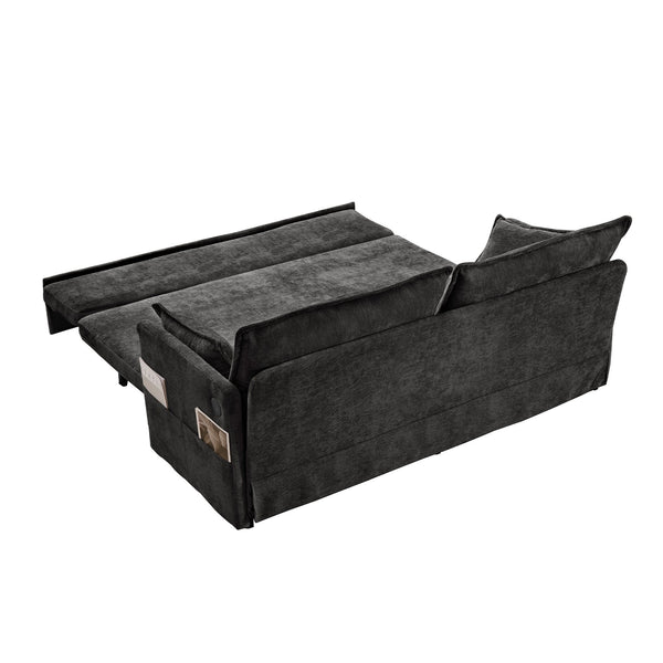 English Elm 59.5" Chenille Sleeper Sofa with Usb Charging Storage and Firm Foam Support W2606P301327