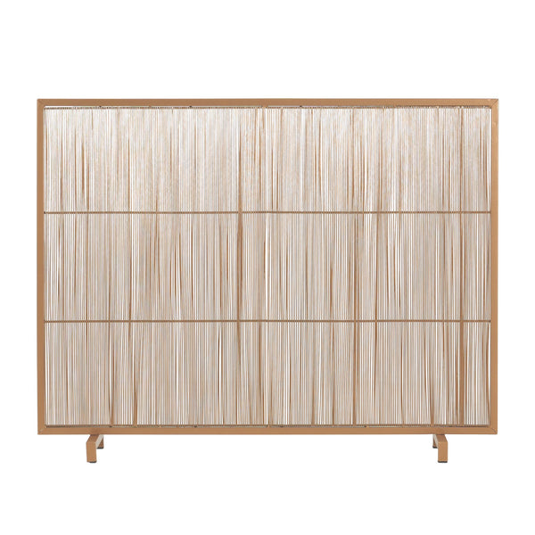English Elm Willow Iron Fireplace Screen Powder Coated Vertical Bar Grid for Modern Interiors Golden N775P386927G