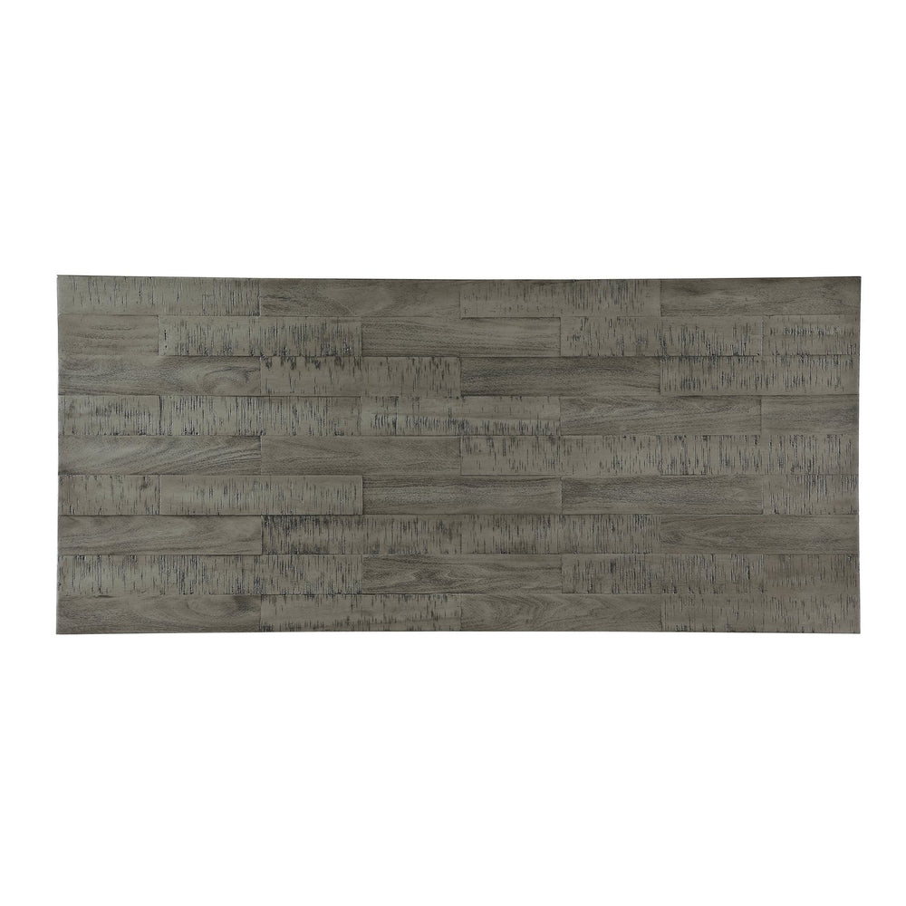 English Elm 4PC Industrial Auburndale Counter Height Dining Set Light Gray Acacia Veneer Table Bench Stools B011S01363