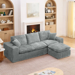 English Elm 107'' Boucle L-shaped Sectional with Reversible Chaise Deep Foam Seat Living Room Grey W1413S00165