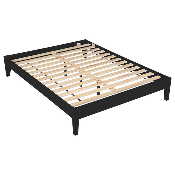 English Elm Ridgeview Dark Cocoa Queen Storage Panel Bed - Sleek Low-Profile Black Frame, No Box Spring Needed B062S00858