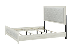 English Elm Jehoram Queen Bed Linen Upholstered Frame with Lozenge Headboard for Modern Bedroom B2726S00531