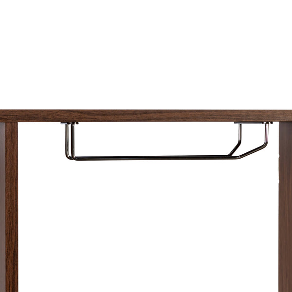 English Elm Large Rustic Wood Wall Mounted Wine Rack with Three Shelves and Stemware Rail Walnut W331P277924