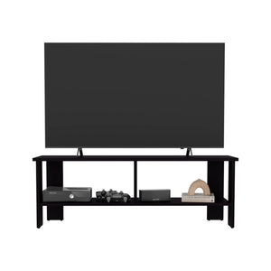 English Elm Navia sleek 47" TV stand with two open shelves for consoles, media storage and modern compact style Black 53 L x 18 W x 4 H B200P286939