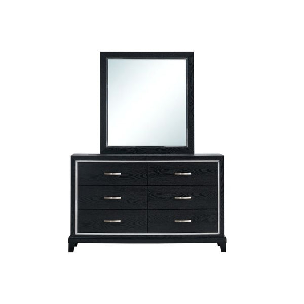 English Elm Livingston Black Frame Mirror G02850-M — Bold Wood-Grain Finish, Wide Low-Distortion Glass Reflector B078P366201