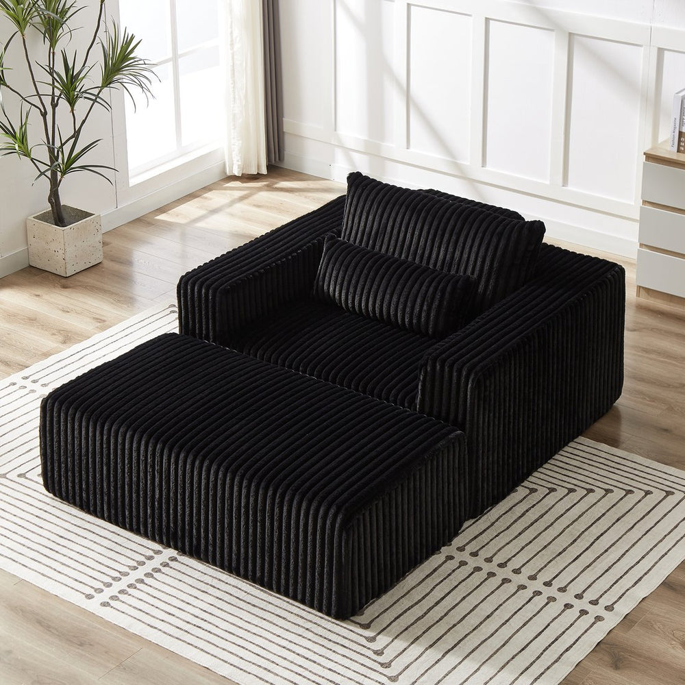 English Elm 75-Inch Corduroy Sponge Lounge Chair With Removable Footrest - Effortlessly Cozy For Any Space W834P206096