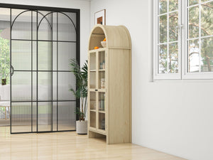 English Elm 70.28" Tall Arched Kitchen Pantry - Modern Farmhouse Cabinet With Adjustable Shelves For Versatile Storage W688P204446