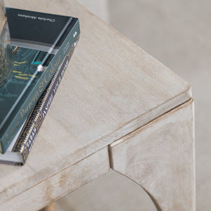 Crestview Collection Transitional Accent Table - Timeless Mango Wood Design With Stylish Curved Cutouts & Spacious Shelf Tan Solid Wood Cvfnr4215