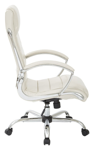 OSP Home Furnishings Executive Faux Leather Office Chair with Lumbar Support Chrome Accents and Padded Arms FL1327C-U28