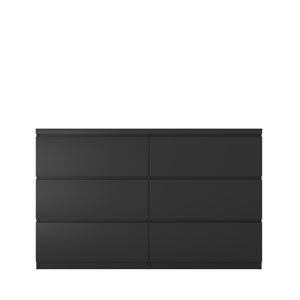English Elm Modern Six Drawer Dresser with Wave Panel Fronts Handleless Design for Bedroom W409P371347