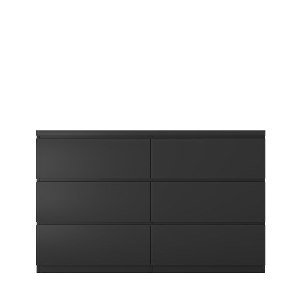 English Elm Modern Six Drawer Dresser with Wave Panel Fronts Handleless Design for Bedroom W409P371347