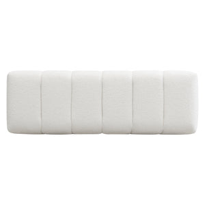 English Elm Christopher Knight Home® - Upholstered Boucle Dining Bench with Wood Legs, No-Assembly 50" Upholstered Seat, 300 lb Capacity White N779P271404W