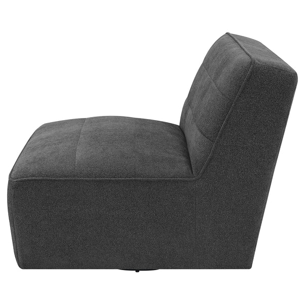 English Elm Manhattan Dark Charcoal Swivel Tufted Chair with Bouclé Upholstery, Pocket Coil Comfort, 31"H B062P358329