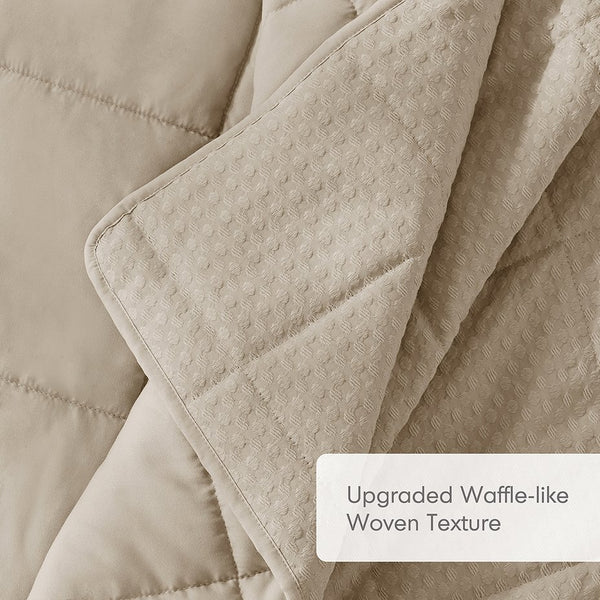JLA Home Comfort Spaces - Waffle Premium Quilt Set with Airy Waffle-Weave Texture, Breathable Year-Round Comfort & Durable Design Neutral AM14-0371