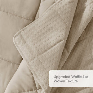 JLA Home Comfort Spaces - Waffle lightweight textured quilt set — breathable, Oeko-Tex certified comfort with plush waffle weave finish Neutral AM14-0373