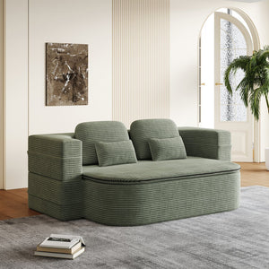 English Elm 75''2-In-1 Foldable Sofa Bed, Cozy Corduroy Lounge Chair With Blanket & Pillows For Versatile Relaxation W834P317048