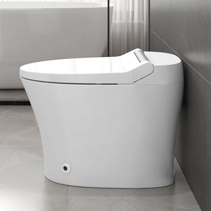 English Elm Smart toilet One-Piece Elongated Heated Seat with Foot Sensor, Dual Flush, Auto-LED Night Light, IPX4 Waterproof and Soft-Close Comfort Bowl (White) N753P222587W