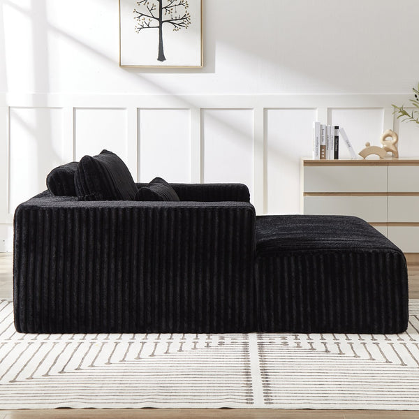 English Elm 75-Inch Corduroy Sponge Lounge Chair With Removable Footrest - Effortlessly Cozy For Any Space W834P206096