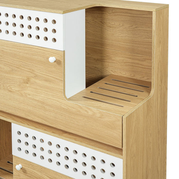 English Elm 2-piece Modern Cat Litter Box Enclosure Side Table Set with Hidden Storage N752S004342N