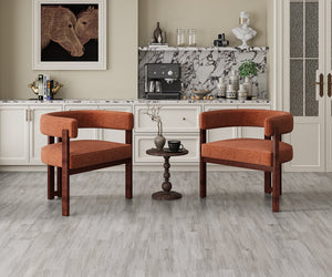 English Elm Modern Chenille Barrel Dining Chair with Metal Base, Plush Foam Seat, Compact Accent Seat for Home Orange W395P233458