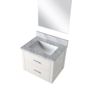 English Elm White Single Bath Vanity With Acrylic Countertop & Frameless Mirror - Modern Design For Small Spaces B2731S01419-GIGA