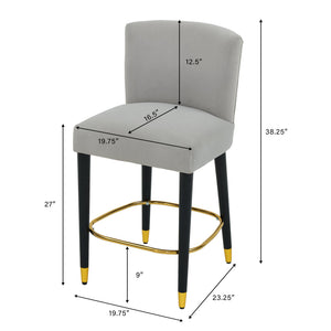English Elm Christopher Knight Home® - 27inch-counterstool, modern rubberwood frame with light fabric upholstery, gold circular footrest accent Grey N780P224409G