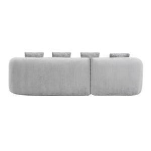 English Elm Full L-Shape Sectional Sofa with Curved Chaise, Modular Chenille Couch, High-Density Comfort for Apartment Living Grey W3612S00005