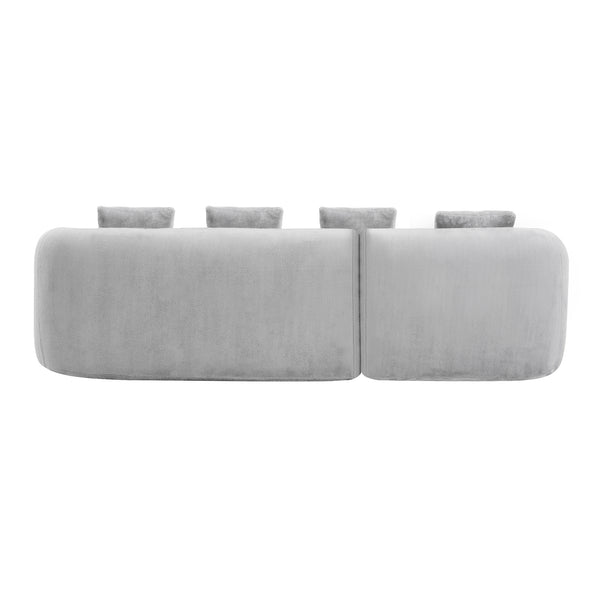 English Elm Full L-Shape Sectional Sofa with Curved Chaise, Modular Chenille Couch, High-Density Comfort for Apartment Living Grey W3612S00005
