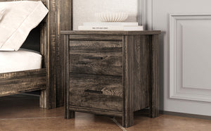 English Elm 4PCS Queen Bedroom Set with Storage Headboard & Built‑In Charging Station, 2 Nightstands, Dresser Antique Gray 54.25 L x 18.75 W x 9.25 H N733S307937A