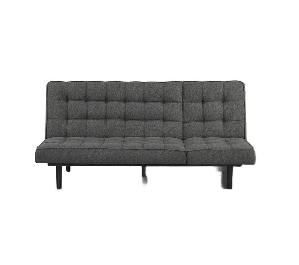 English Elm Dark Gray Futon Sofa With Biscuit Tufting – Adjustable Headrest, Converts To Chaise Or Bed Comfortably B2741P314816