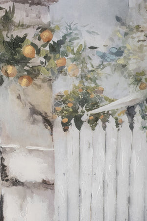 English Elm 31.5x47.2" Tuscan Courtyard Hand-painted Canvas Framed Wall Art Farmhouse Decor W2078P475438