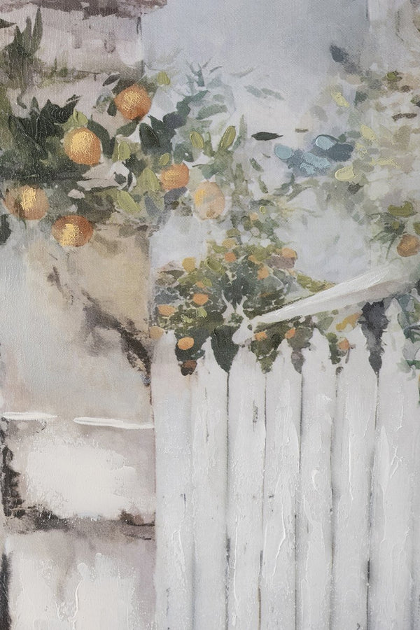 English Elm 31.5x47.2" Tuscan Courtyard Hand-painted Canvas Framed Wall Art Farmhouse Decor W2078P475438